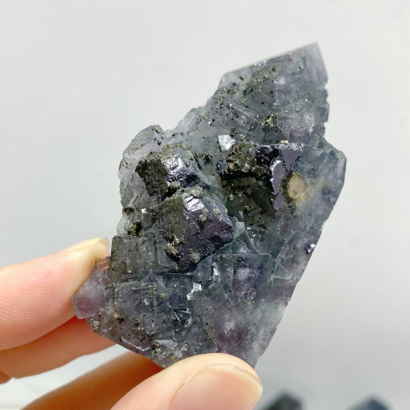 33 Pieces Blue Fluorite Mixed Pyrite Raw Side Tower -Wholesale Crystals