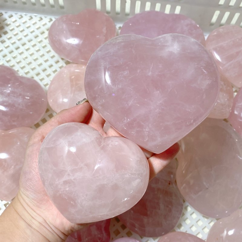33 Pieces Large Rose Quartz Heart (Sea Freight Only) -Wholesale Crystals