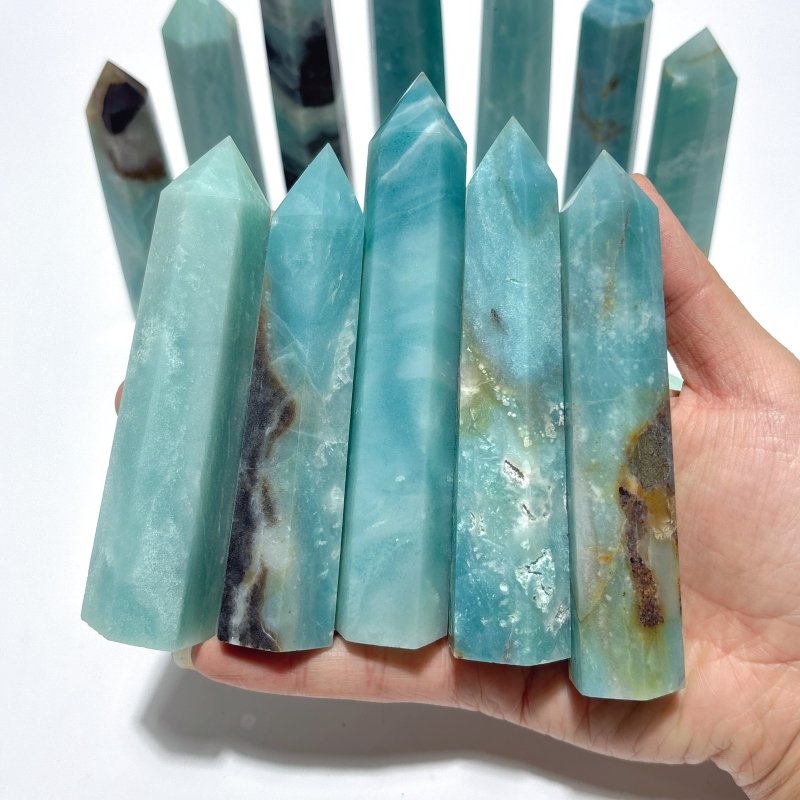 3.5 - 5.1in Caribbean Calcite Towers Wholesale - Wholesale Crystals