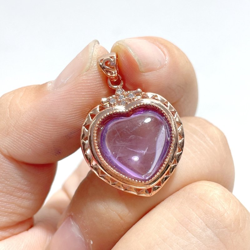 36 Pieces Amethyst Heart Shape Crystal Pendants - Wholesale Crystals