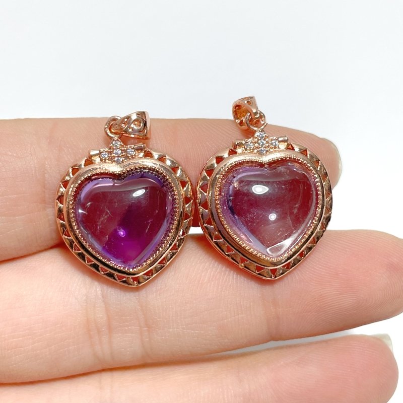 36 Pieces Amethyst Heart Shape Crystal Pendants - Wholesale Crystals