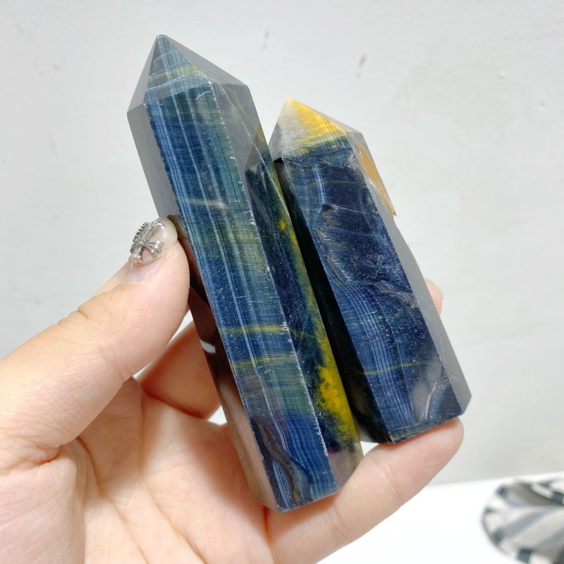 36 Pieces Blue Tiger Eye Mixed Quartz Tower Point -Wholesale Crystals
