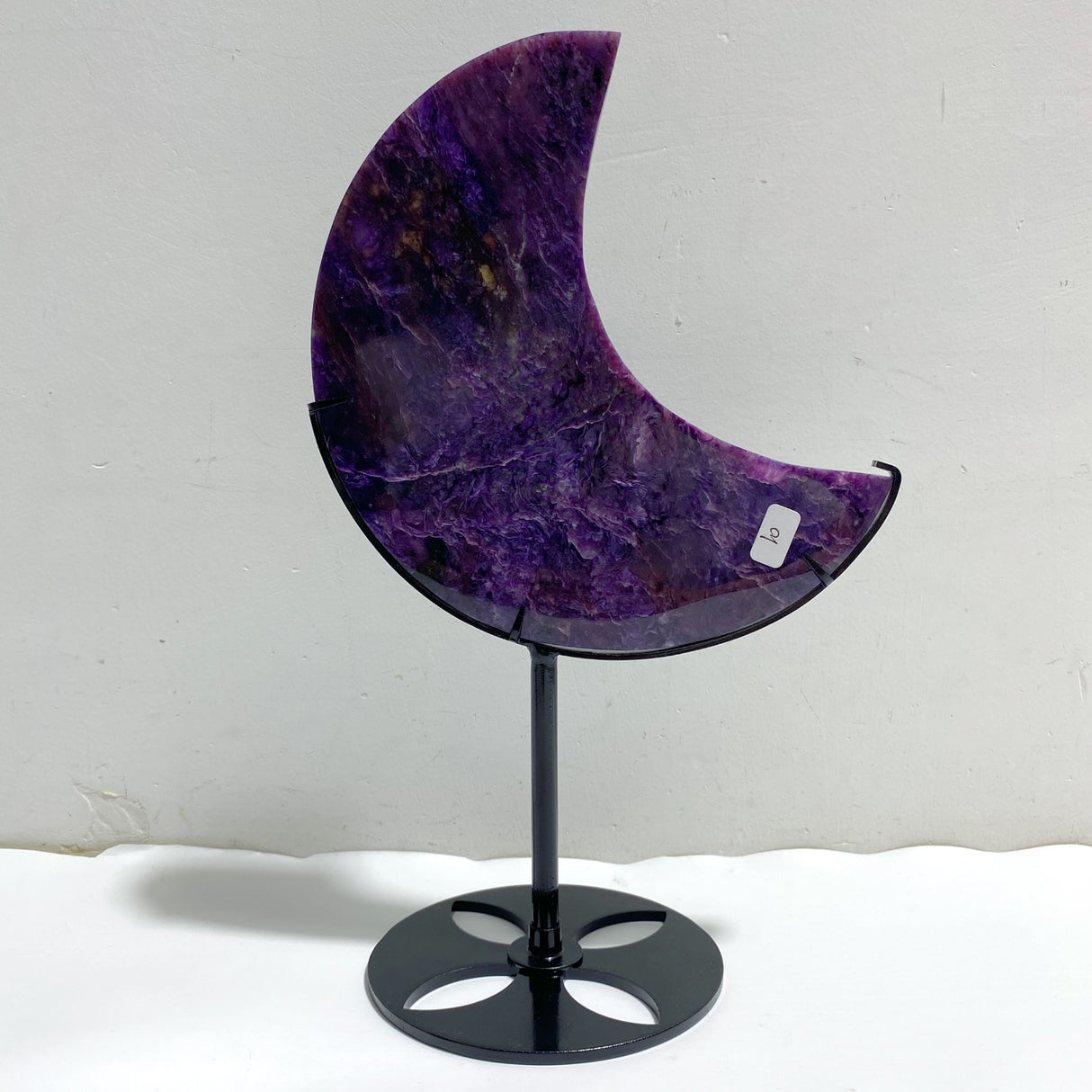 Large Charoite Moon Carving With Stand #10