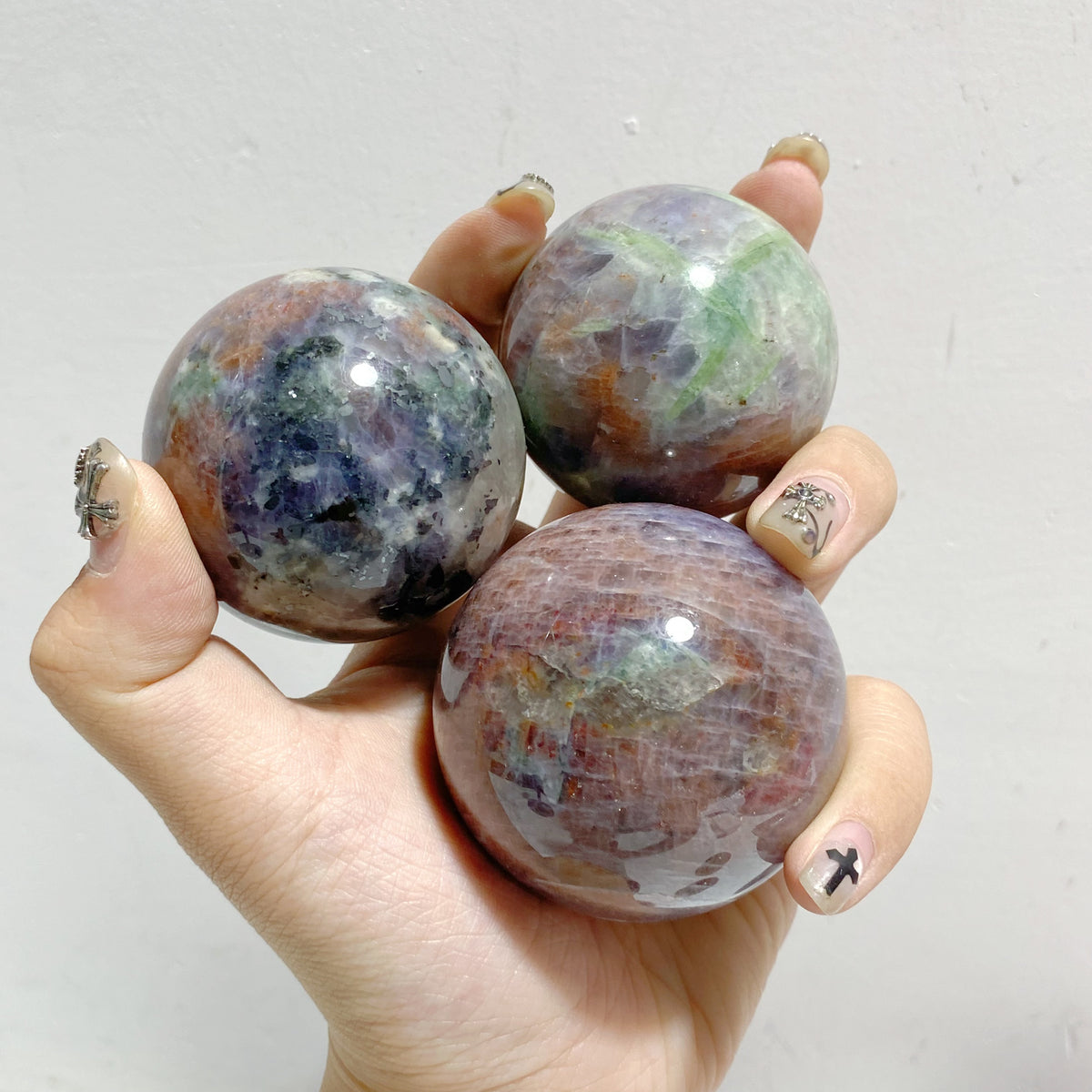12 Pieces High Quality Sunstone Mixed Cordierite Spheres