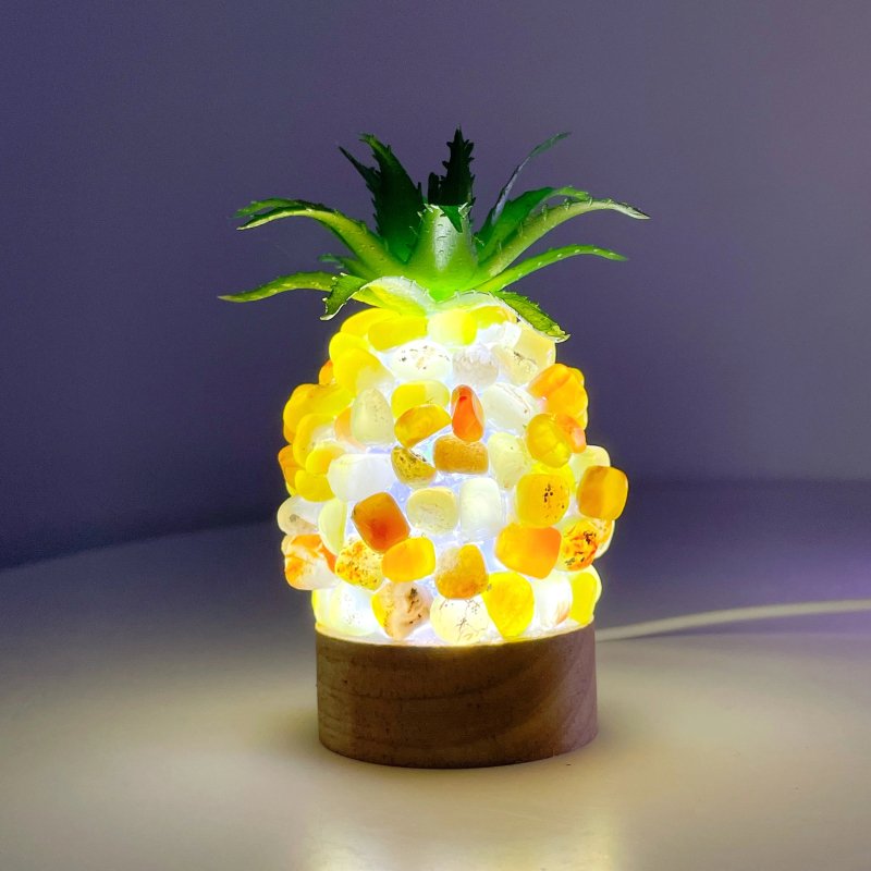 4 Color Pineapple LED Table Lamp Decorations Amethyst Agate - Wholesale Crystals