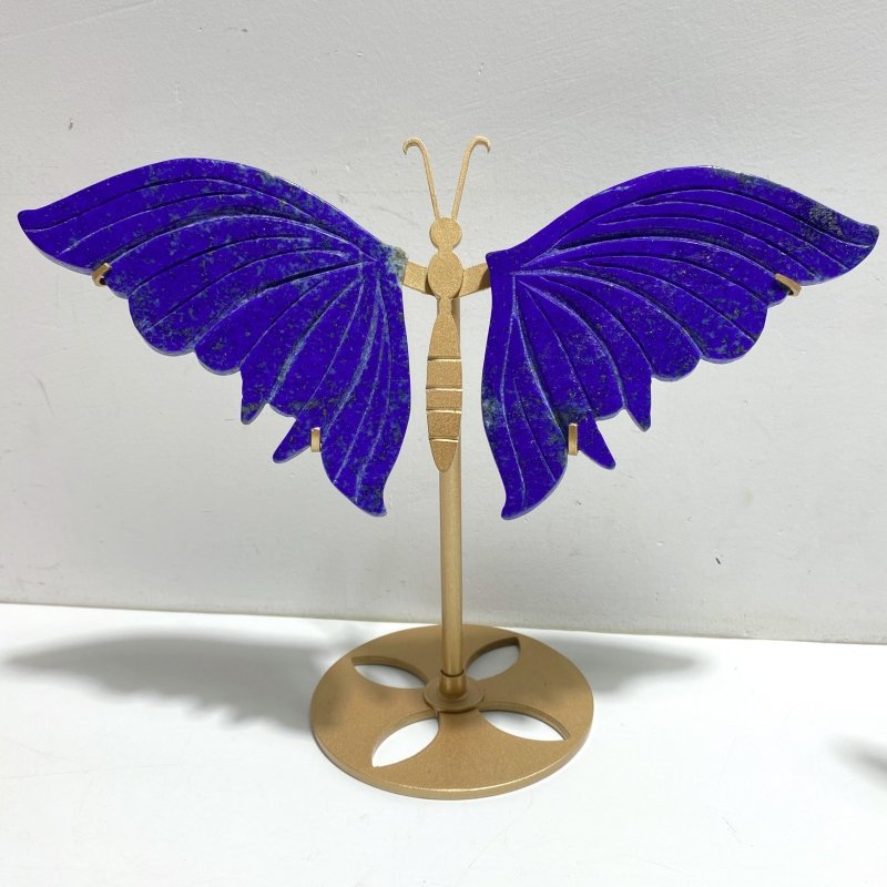 4 Pairs Lapis Lazuli Butterfly Wing Carving With Stand - Wholesale Crystals