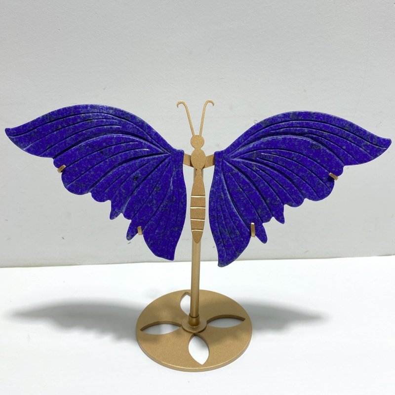 4 Pairs Lapis Lazuli Butterfly Wing Carving With Stand - Wholesale Crystals