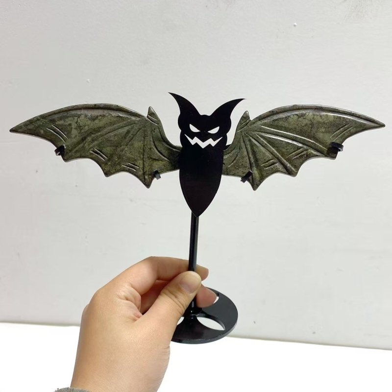 4 Pairs Pyrite Bat Wing Carving With Stand - Wholesale Crystals