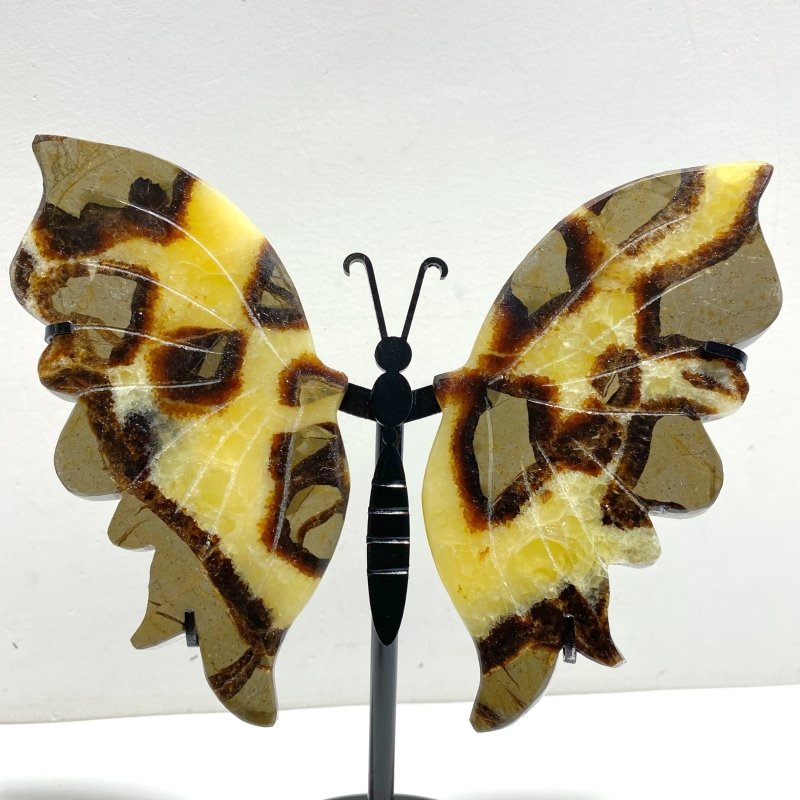 4 Pairs Septarium Butterfly Wing Carving With Stand 2 - Wholesale Crystals