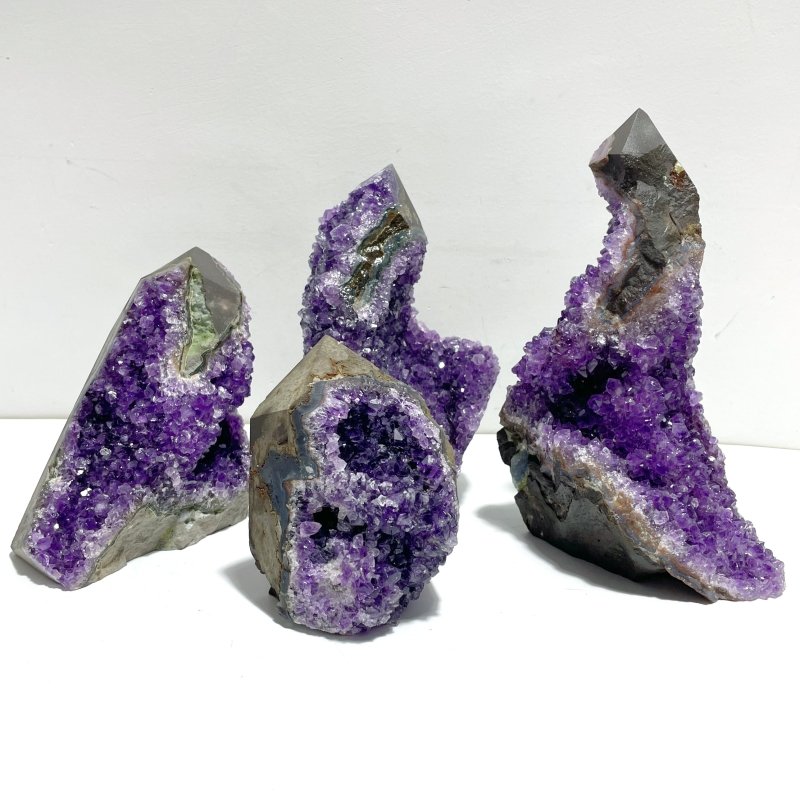 4 Pieces Amethyst Cluster Tower Points - Wholesale Crystals