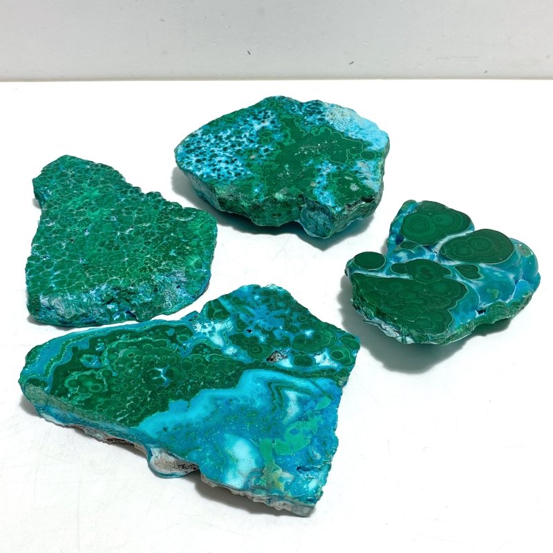 4 Pieces High Quality Chrysocolla Mixed Malachite Slab Specimen 6 - Wholesale Crystals