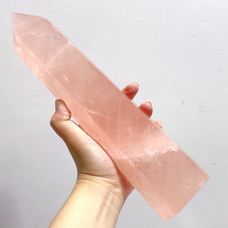 4 Pieces High Quality Large Madagascar Rose Quartz Tower Points - Wholesale Crystals