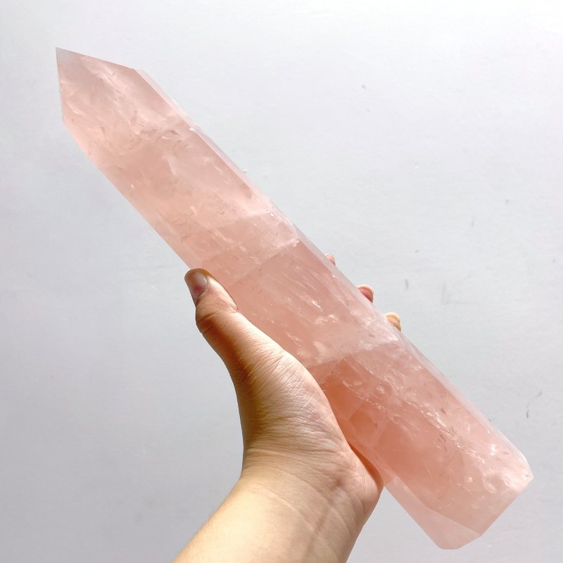 4 Pieces High Quality Large Madagascar Rose Quartz Tower Points - Wholesale Crystals