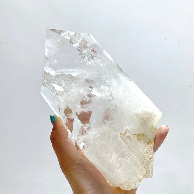 4 Pieces Large Clear Quartz Tower Raw Bottom With Stand - Wholesale Crystals