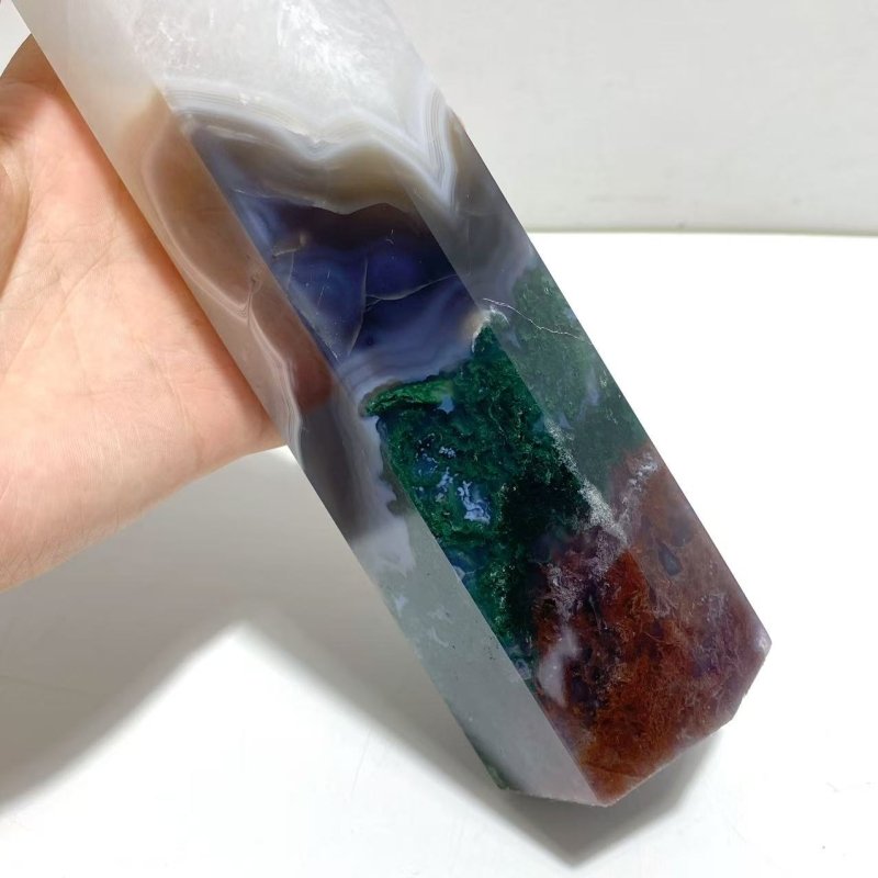 4 Pieces Large Green Moss Agate Points - Wholesale Crystals