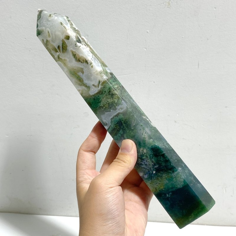 4 Pieces Large Moss Agate Tower Points -Wholesale Crystals