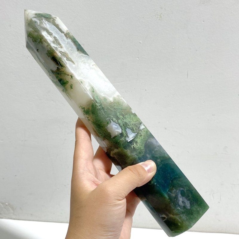 4 Pieces Large Moss Agate Tower Points -Wholesale Crystals