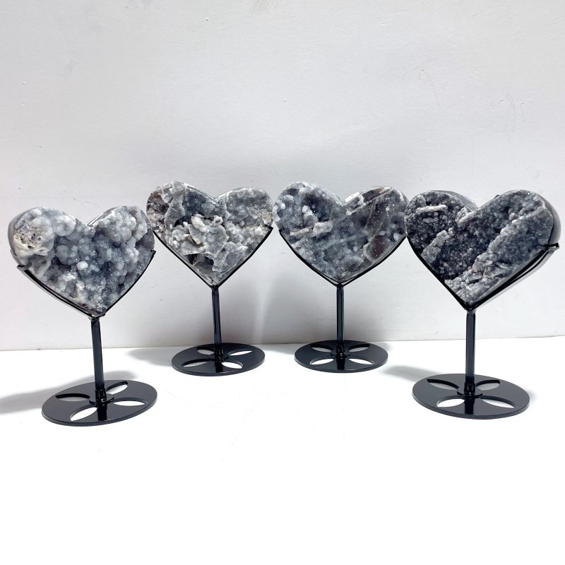 4 Pieces Sphalerite Heart With Stand - Wholesale Crystals