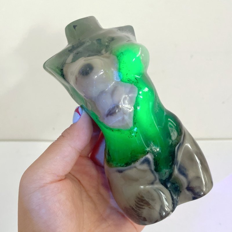 4 Pieces Volcano Agate Goddess Carving (UV - Reactive) - Wholesale Crystals