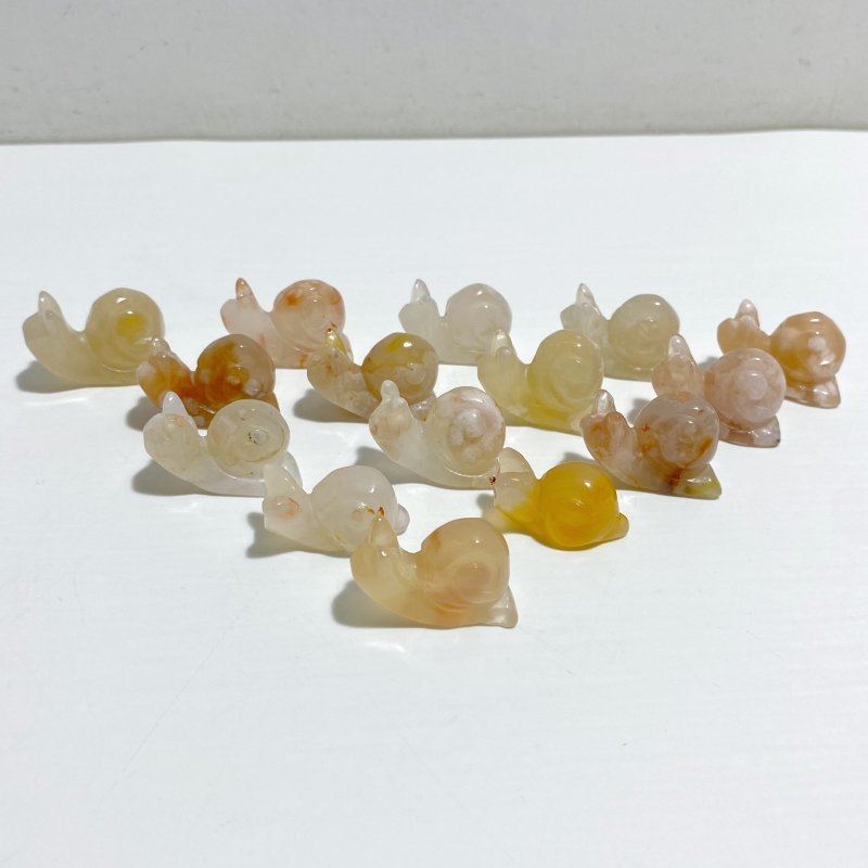 4 Types Mini Snail Carving Crystal Wholesale Howlite & Chevron Amethyst Sakura Agate -Wholesale Crystals