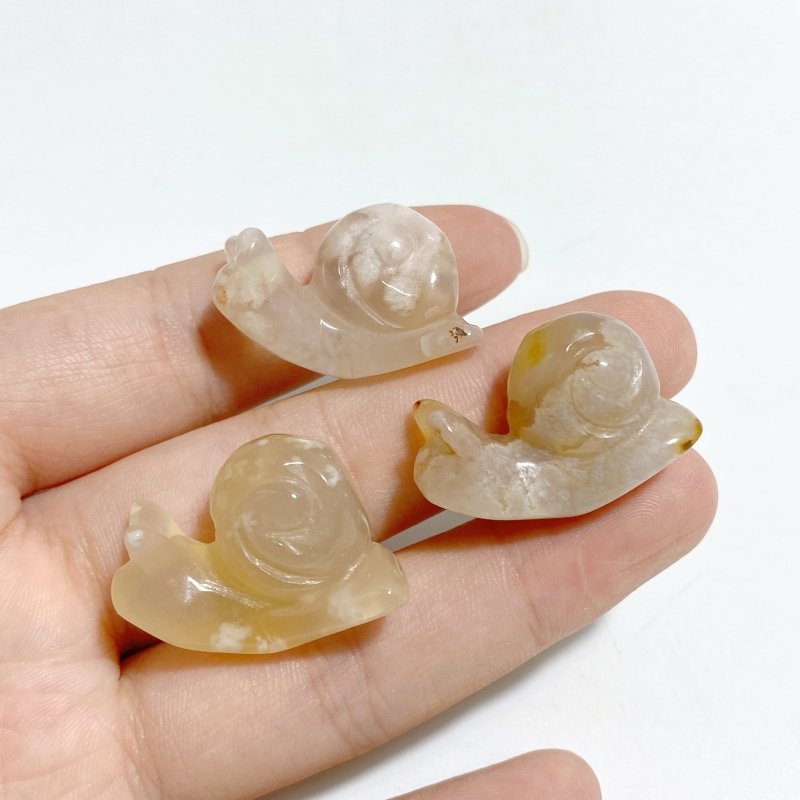 4 Types Mini Snail Carving Crystal Wholesale Howlite & Chevron Amethyst Sakura Agate -Wholesale Crystals