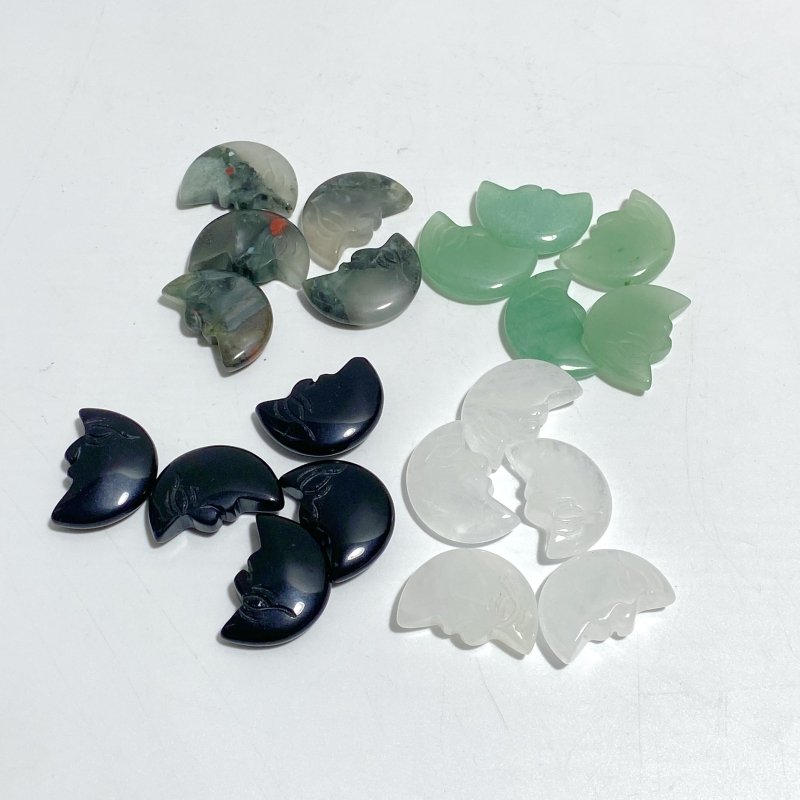 4 Types Moon Face Stone Clear Quartz Green Aventurine Carving Wholesale -Wholesale Crystals