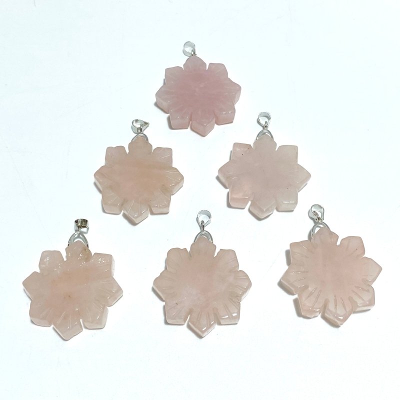 4 Types Snowflake Shape Pendants Wholesale Rose Quartz Obsidian Chevron Amethyst - Wholesale Crystals