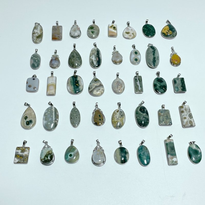 40 Pieces Vein Ocean Japser Pendant - Wholesale Crystals