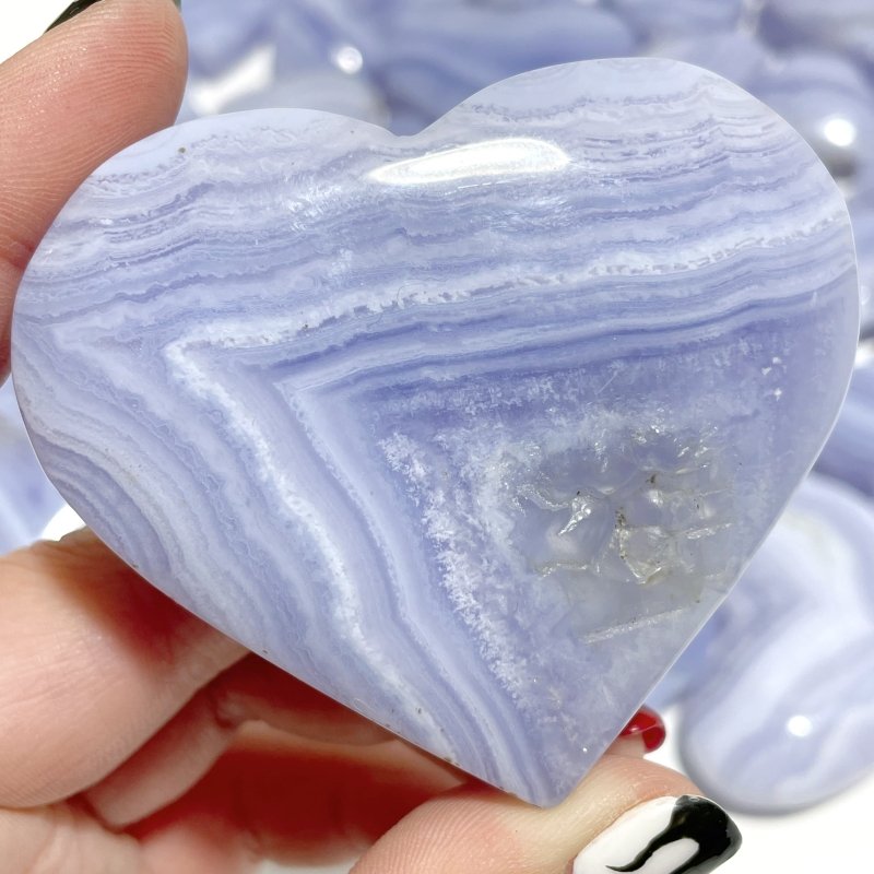 45 Pieces High Quality Blue Lace Agate Heart - Wholesale Crystals