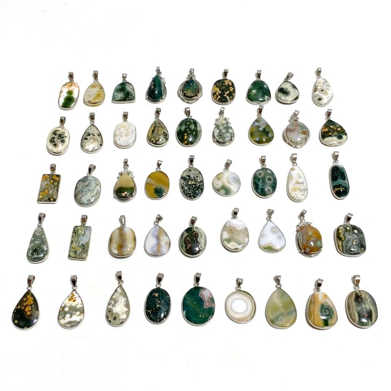 45 Pieces Vein Ocean Japser Pendant -Wholesale Crystals