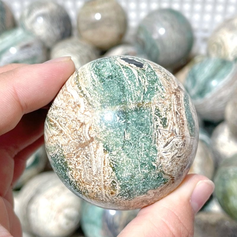 5 - 6.5cm Green Striped Jasper Spheres Ball Wholesale - Wholesale Crystals