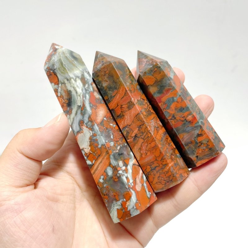 5 - 9CM Bloodstone Mixed Agate Tower Point Wholesale - Wholesale Crystals