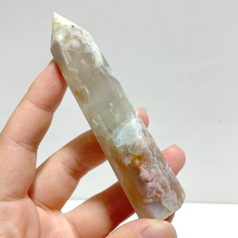 5 - 9CM Green Sakura Flower Agate Tower Point Wholesale - Wholesale Crystals