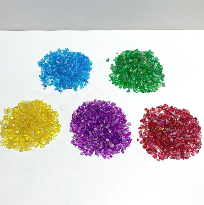 5 Colors Aura Clear Quartz Gravel Chips Wholesale - Wholesale Crystals