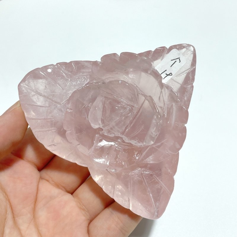 5 Pairs Beautiful Rose Quartz Flower Carving With Stand - Wholesale Crystals