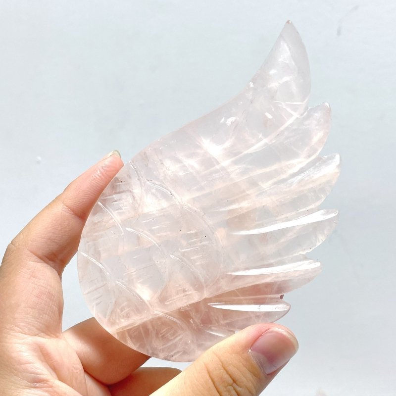 5 Pairs Unique Rose Quartz Angel Wing Carving With Stand - Wholesale Crystals