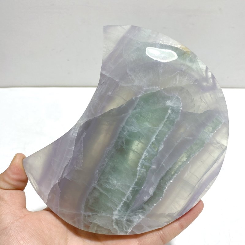 5 Pieces Fluorite Moon Carving With Stand - Wholesale Crystals