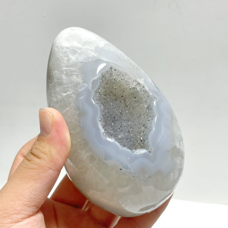 5 Pieces Geode Druzy Eggs Carving With Stand - Wholesale Crystals