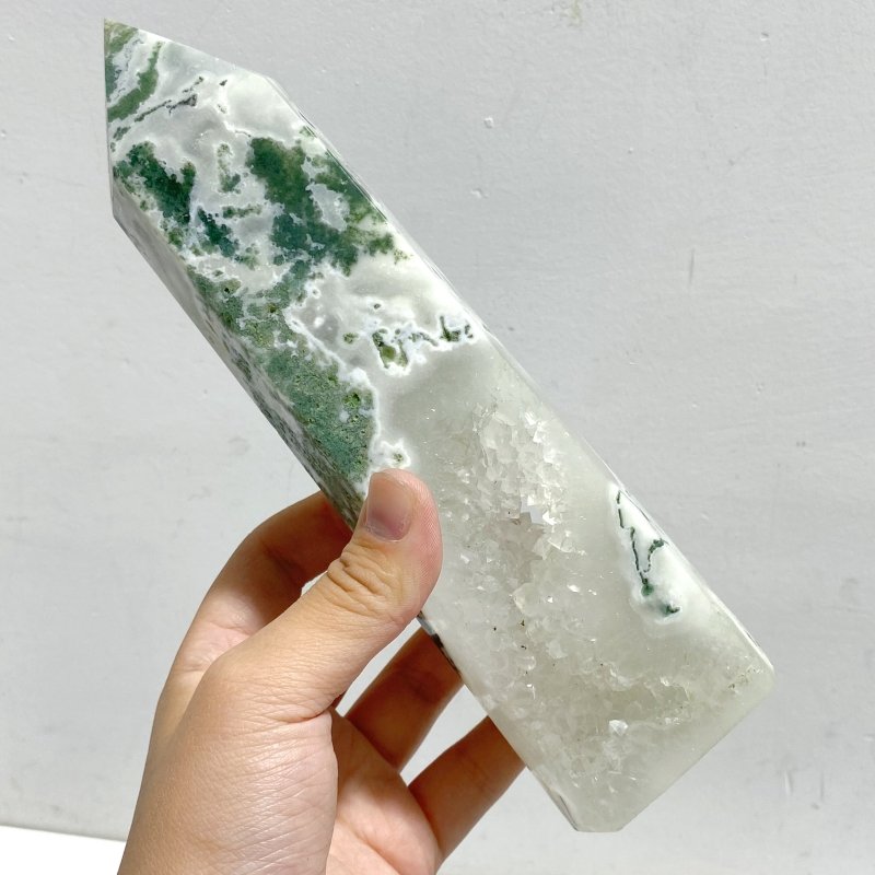 5 Pieces Green Moss Agate Points -Wholesale Crystals