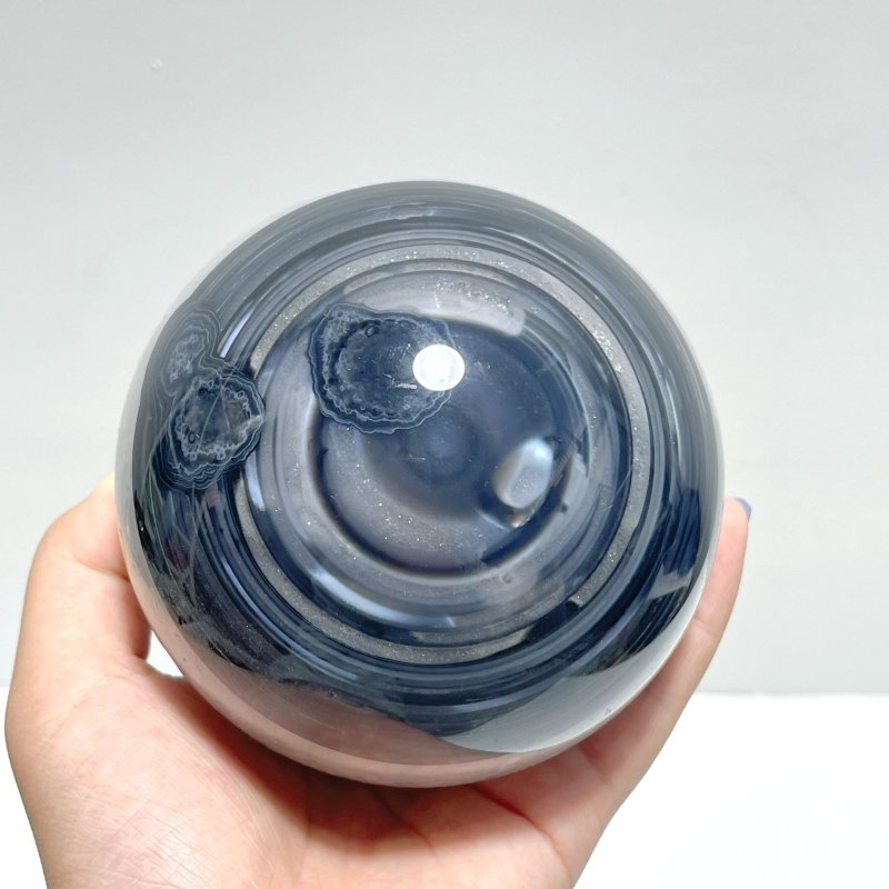 5 Pieces Large Black Agate Mixed Quartz Spheres - Wholesale Crystals