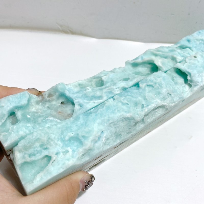 5 Pieces Large Blue Hemimorphite Four-Sided Tower Point Raw Side -Wholesale Crystals