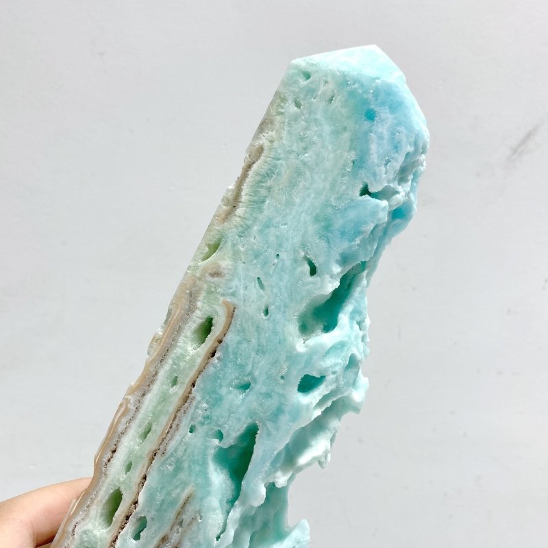 5 Pieces Large Blue Hemimorphite Four-Sided Tower Point Raw Side -Wholesale Crystals