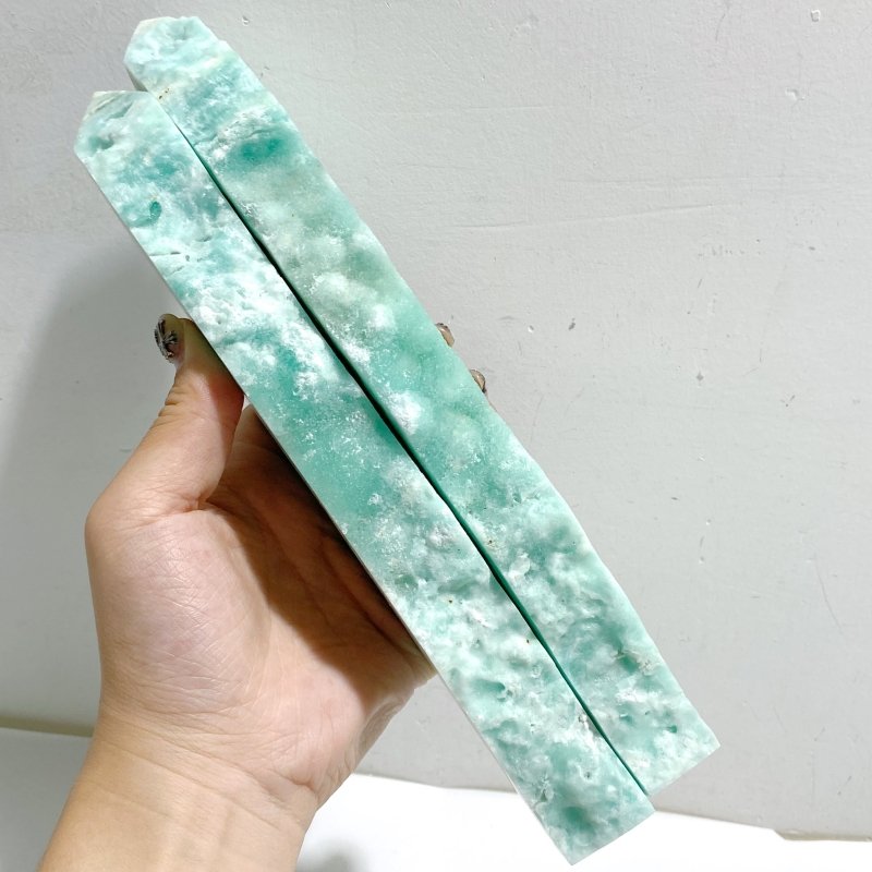 5 Pieces Large Blue Hemimorphite Four-Sided Tower Raw Side -Wholesale Crystals