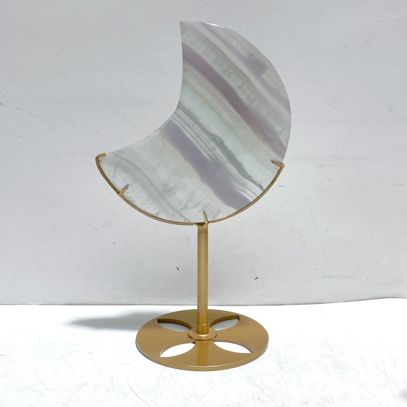 5 Pieces Large Fluorite Moon Carving With Stand - Wholesale Crystals