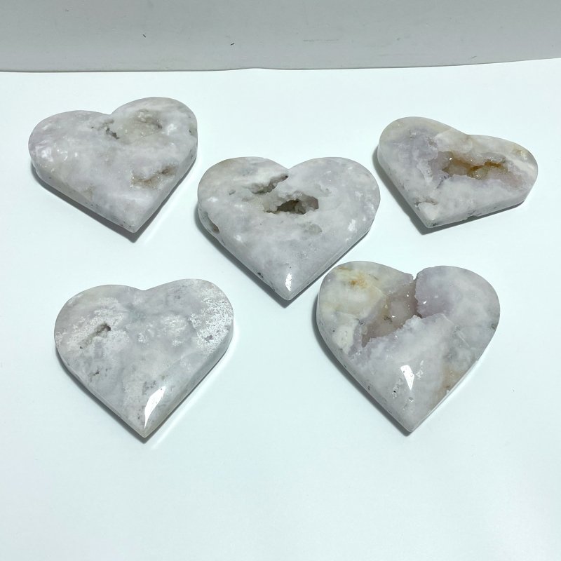 5 Pieces Large Geode Agate Heart - Wholesale Crystals