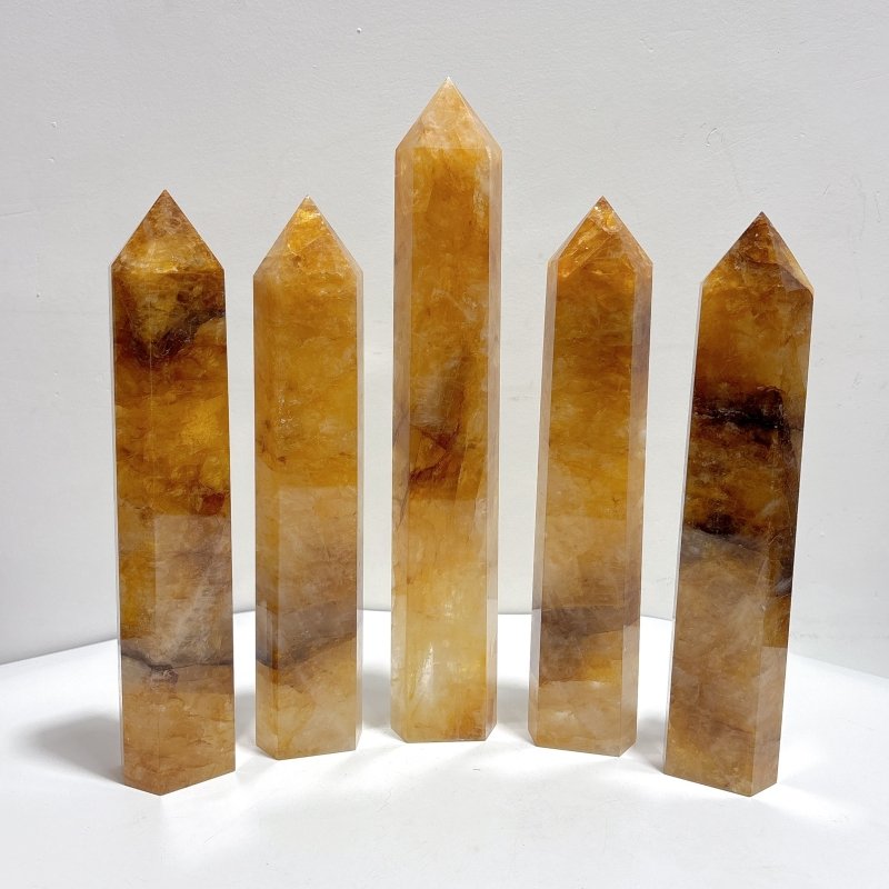 5 Pieces Large Golden Hematoid Tower - Wholesale Crystals