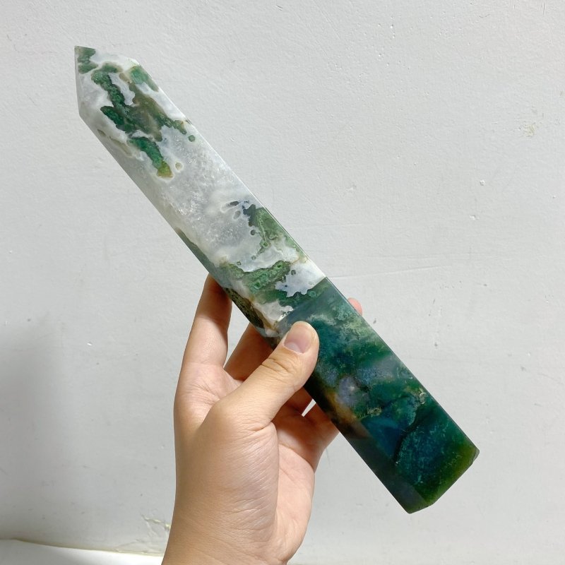 5 Pieces Large Green Moss Agate Point -Wholesale Crystals