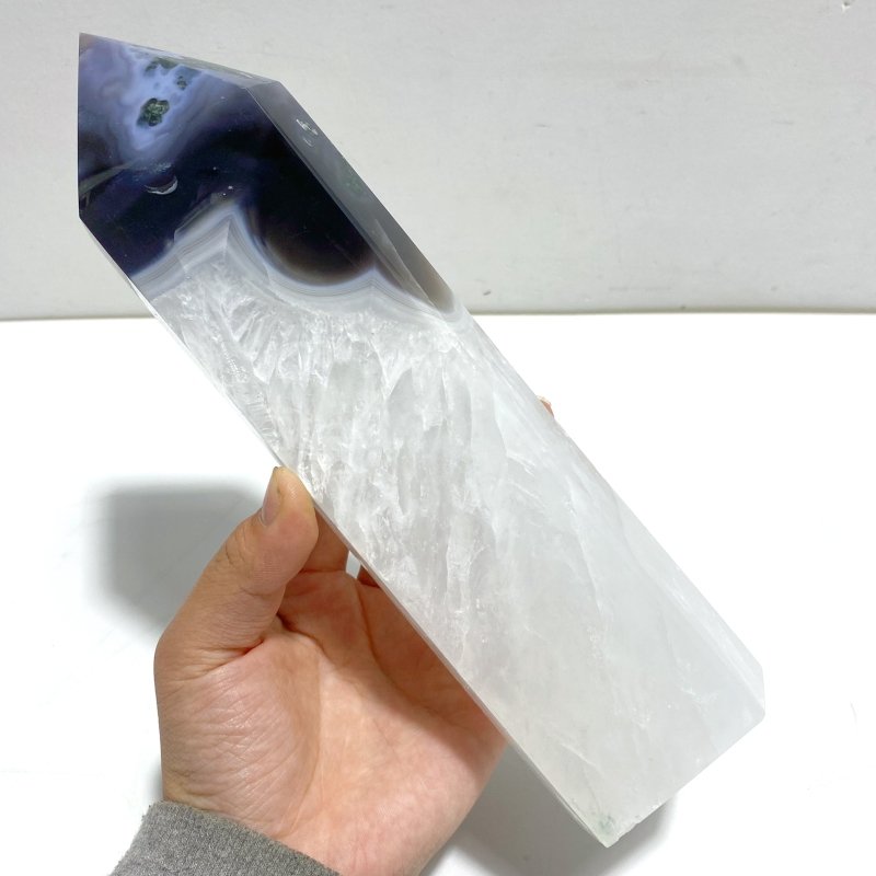 5 Pieces Large Green Moss Agate Point - Wholesale Crystals