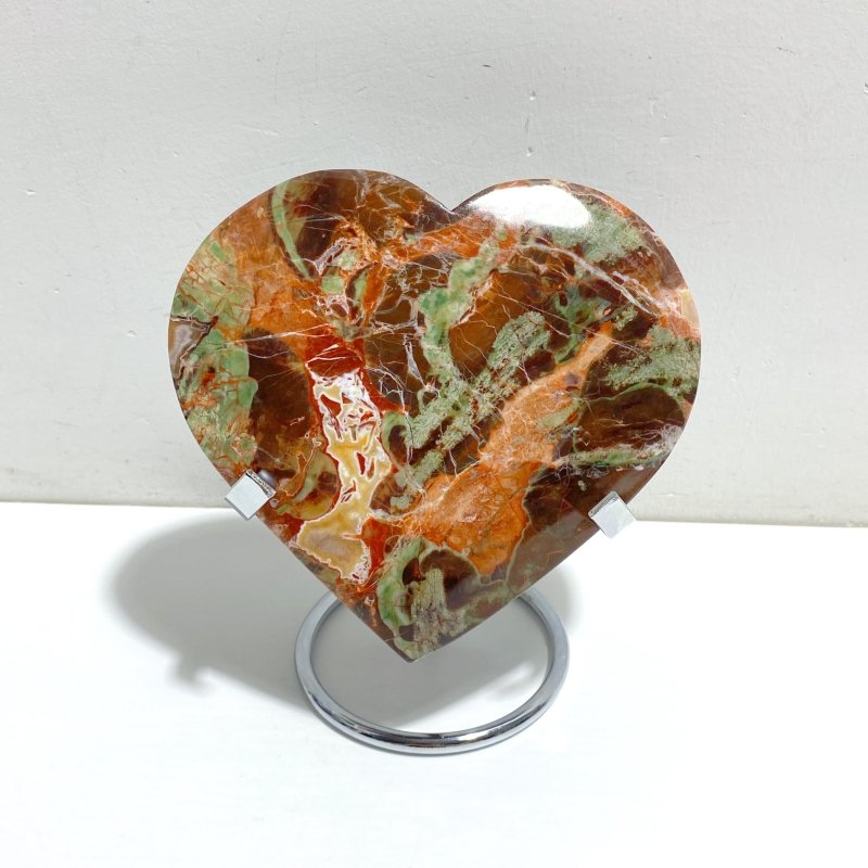 5 Pieces Large Money Agate Heart With Stand -Wholesale Crystals