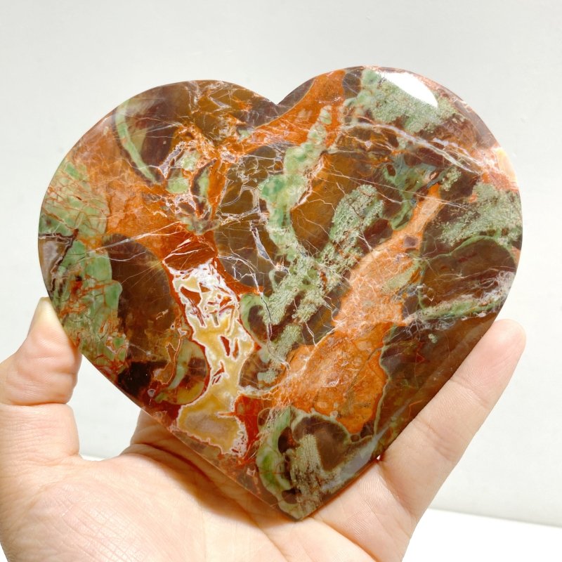 5 Pieces Large Money Agate Heart With Stand -Wholesale Crystals